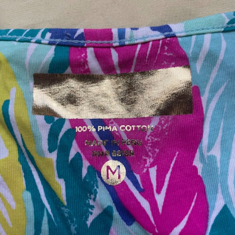 Lilly Pulitzer | Tropical Feather Print Sleeveless Shift Dress | Size M - Picture 3 of 3